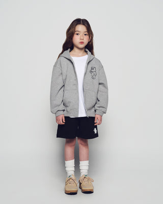 KIDS BASIC AC BEAR HOODIE ZIP UP MELANGE