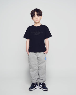 KIDS TWO TONE LOGO LETTERING SHORT SLEEVE T-SHIRT BLACK
