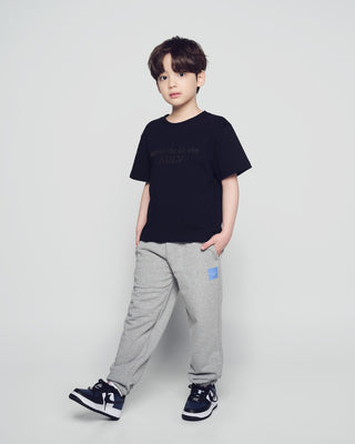 KIDS TWO TONE LOGO LETTERING SHORT SLEEVE T-SHIRT BLACK