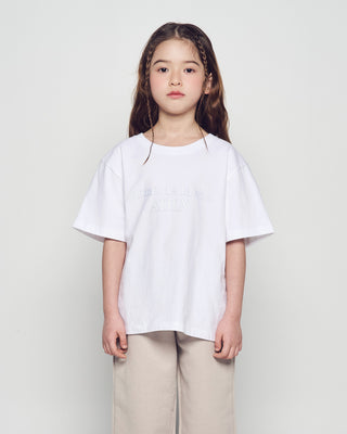 KIDS TWO TONE LOGO LETTERING SHORT SLEEVE T-SHIRT WHITE