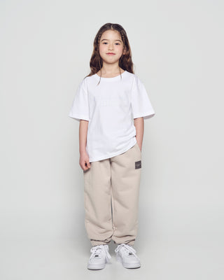 KIDS TWO TONE LOGO LETTERING SHORT SLEEVE T-SHIRT WHITE