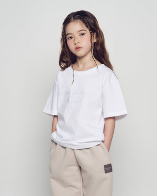 KIDS TWO TONE LOGO LETTERING SHORT SLEEVE T-SHIRT WHITE