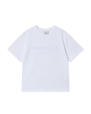 KIDS TWO TONE LOGO LETTERING SHORT SLEEVE T-SHIRT WHITE