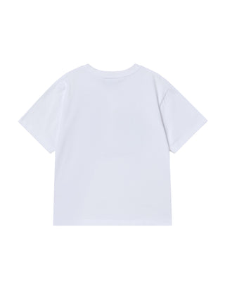 KIDS TWO TONE LOGO LETTERING SHORT SLEEVE T-SHIRT WHITE