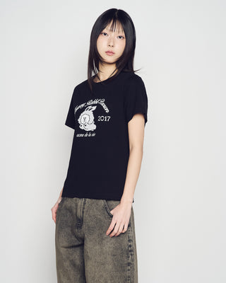 WOMAN BROWN LINE FRIENDS SHORT SLEEVE T-SHIRT BLACK