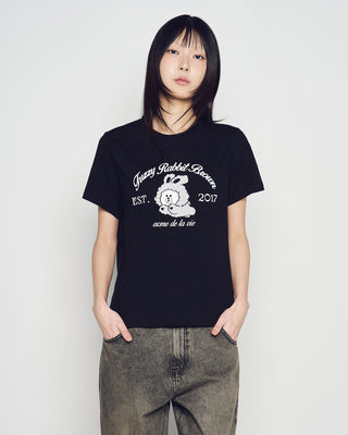 WOMAN BROWN LINE FRIENDS SHORT SLEEVE T-SHIRT BLACK
