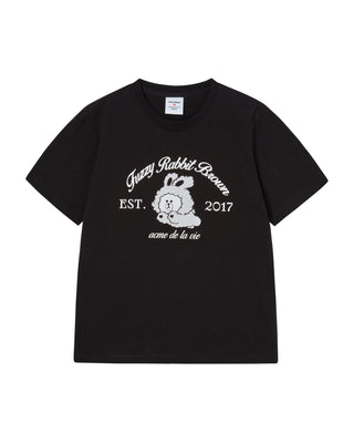 WOMAN BROWN LINE FRIENDS SHORT SLEEVE T-SHIRT BLACK
