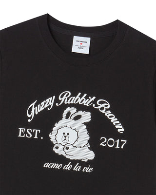 WOMAN BROWN LINE FRIENDS SHORT SLEEVE T-SHIRT BLACK