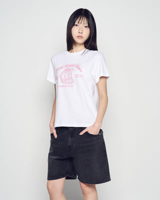WOMAN BROWN LINE FRIENDS SHORT SLEEVE T-SHIRT WHITE