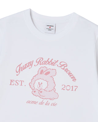 WOMAN BROWN LINE FRIENDS SHORT SLEEVE T-SHIRT WHITE