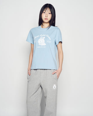 WOMAN BROWN LINE FRIENDS SHORT SLEEVE T-SHIRT SKY BLUE