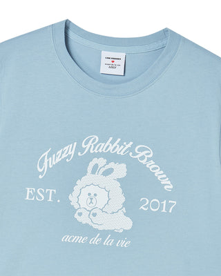 WOMAN BROWN LINE FRIENDS SHORT SLEEVE T-SHIRT SKY BLUE