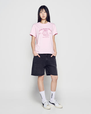 WOMAN BROWN LINE FRIENDS SHORT SLEEVE T-SHIRT LIGHT PINK