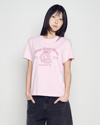 WOMAN BROWN LINE FRIENDS SHORT SLEEVE T-SHIRT LIGHT PINK