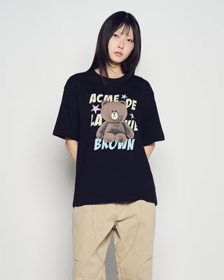LINE FRIENDS BROWN STAR SHORT SLEEVE T-SHIRT BLACK