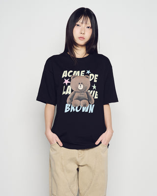LINE FRIENDS BROWN STAR SHORT SLEEVE T-SHIRT BLACK