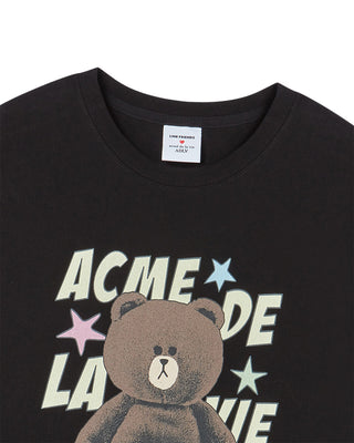 LINE FRIENDS BROWN STAR SHORT SLEEVE T-SHIRT BLACK