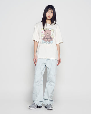LINE FRIENDS BROWN STAR SHORT SLEEVE T-SHIRT CREAM