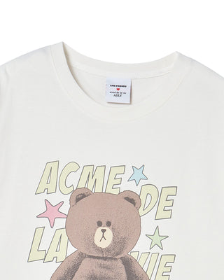 LINE FRIENDS BROWN STAR SHORT SLEEVE T-SHIRT CREAM
