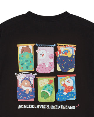 SLEEPING LINE FRIENDS SHORT SLEEVE T-SHIRT BLACK