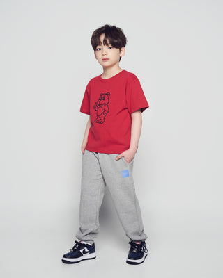 KIDS BASIC AC BEAR SHORT SLEEVE T-SHIRT DARK RED