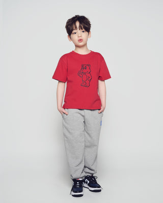 KIDS BASIC AC BEAR SHORT SLEEVE T-SHIRT DARK RED