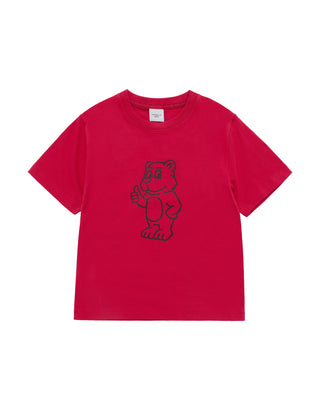 KIDS BASIC AC BEAR SHORT SLEEVE T-SHIRT DARK RED