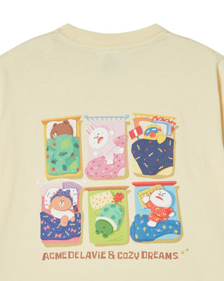 SLEEPING LINE FRIENDS SHORT SLEEVE T-SHIRT LIGHT YELLOW