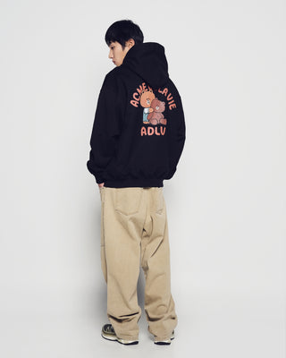 BEAR DOLL HUG BROWN LINE FRIENDS HOODIE BLACK