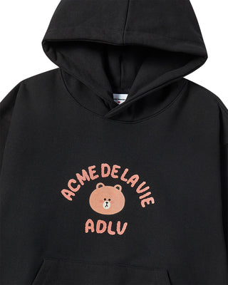 BEAR DOLL HUG BROWN LINE FRIENDS HOODIE BLACK