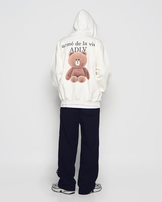 BASIC LOGO WITH LINE FRIENDS HOODIE ZIP UP CREAM