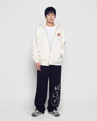 BASIC LOGO WITH LINE FRIENDS HOODIE ZIP UP CREAM