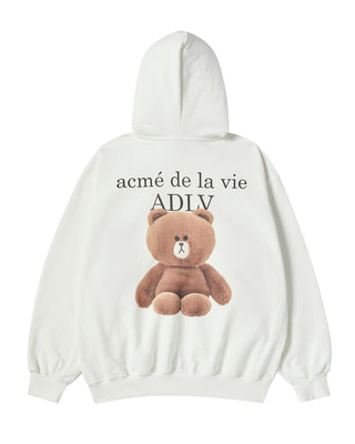 BASIC LOGO WITH LINE FRIENDS HOODIE ZIP UP CREAM