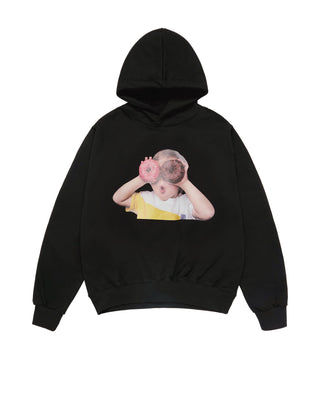 NEW ADLV BABY FACE DONUTS 1 HOODIE BLACK