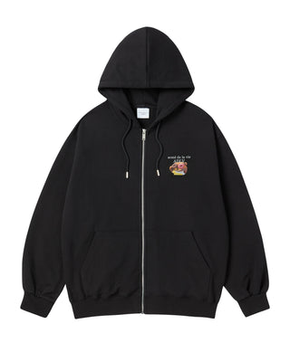 AC BEAR DONUT BABY FACE HOODIE ZIP UP BLACK