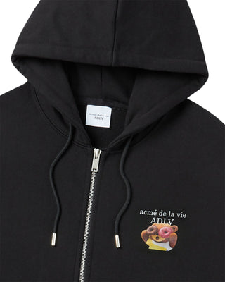 AC BEAR DONUT BABY FACE HOODIE ZIP UP BLACK