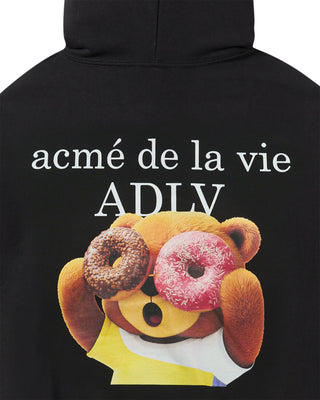 AC BEAR DONUT BABY FACE HOODIE ZIP UP BLACK