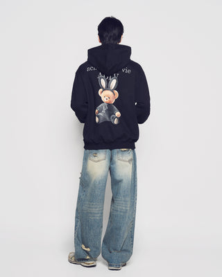 RABBIT BEAR DOLL LOGO HOODIE BLACK