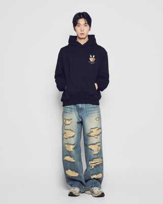 RABBIT BEAR DOLL LOGO HOODIE BLACK
