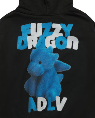 FUZZY FONT DRAGON HOODIE BLACK