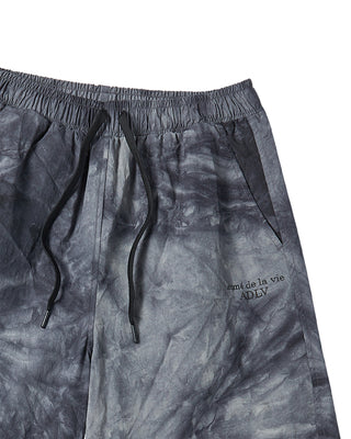 TIE DYE WINDBREAKER SHORT PANTS BLACK