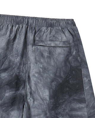 TIE DYE WINDBREAKER SHORT PANTS BLACK