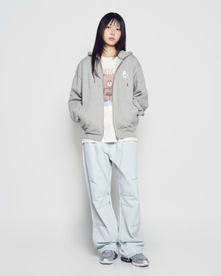 BASIC LOGO WITH LINE FRIENDS HOODIE ZIP UP MELANGE