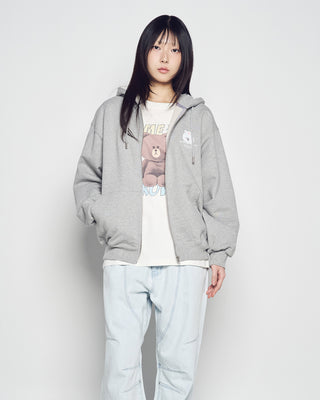 BASIC LOGO WITH LINE FRIENDS HOODIE ZIP UP MELANGE