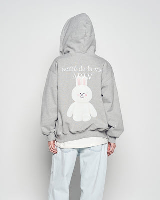 BASIC LOGO WITH LINE FRIENDS HOODIE ZIP UP MELANGE