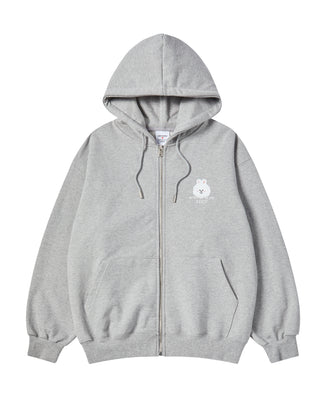 BASIC LOGO WITH LINE FRIENDS HOODIE ZIP UP MELANGE
