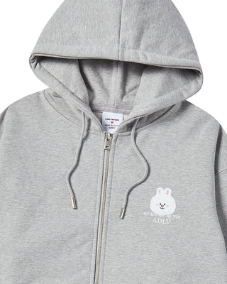 BASIC LOGO WITH LINE FRIENDS HOODIE ZIP UP MELANGE