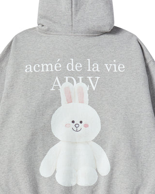 BASIC LOGO WITH LINE FRIENDS HOODIE ZIP UP MELANGE