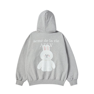 BASIC LOGO WITH LINE FRIENDS HOODIE ZIP UP MELANGE