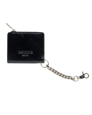 VEGAN LEATHER SNAP WALLET WITH COIN HOLDER BLACK